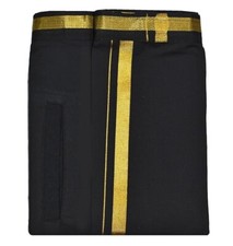 Men's Cotton Dhoti With Gold Zari Pocket Adjustable for all size 28"- 44" Black