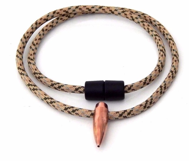 SNIPER HOG TOOTH NECKLACE DESERT CAMO PARACORD WITH BREAK AWAY BARREL