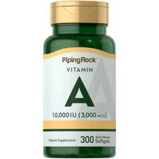 Vitamin A 10000 IU | 300 Softgels | Non-GMO Supplement | by Piping Rock