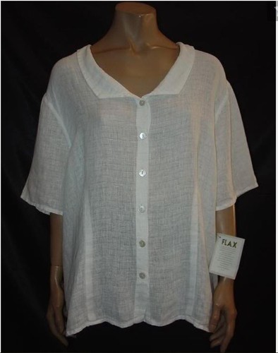NWT FLAX BOLD GENEROUS LINEN Breeze Blouse 1X 2X 3X MUSHROOM DOTTY 3X MUSHROOM - Picture 2 of 4