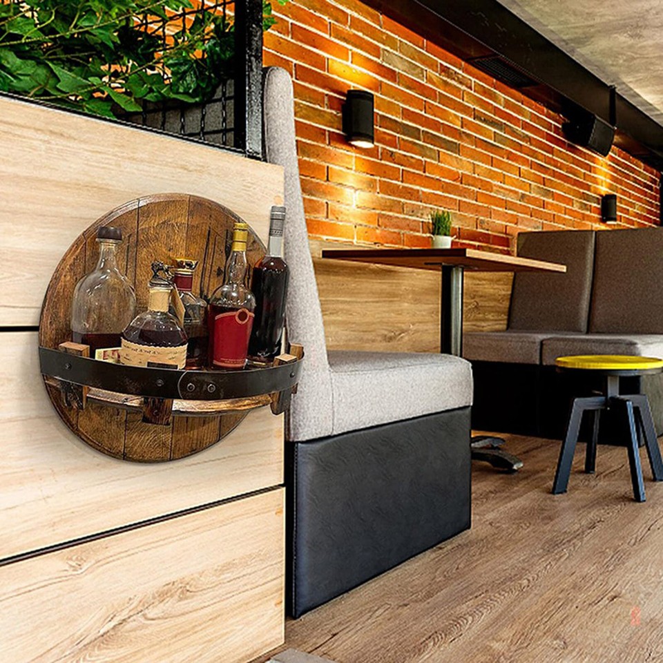 Handcrafted Liquor Bottle Display Rack,Vintage Round Wine Whiskey