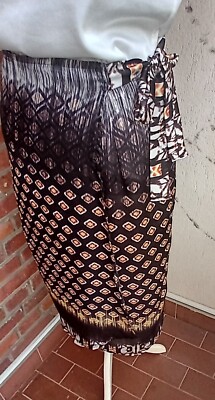Selfmade Da. Wickel Rock schmaler Midi Rock Schwarz Bunt Gr. M NEU