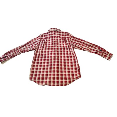 Sean John Shirt Mens Extra Large Red White Plaid Long Sleeve