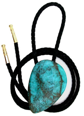 97.75 Carat Blue Spiderweb Turquoise Cabochon Cab Gemstone Bolo Tie B17A23/12923