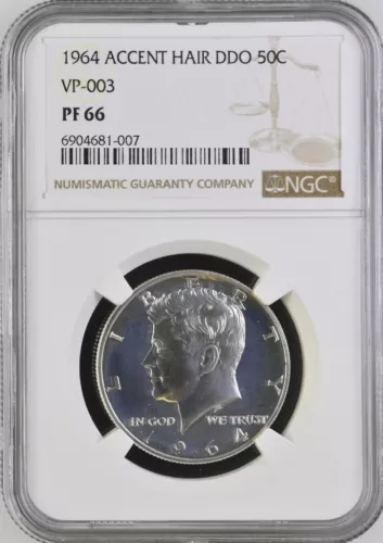 1964 90% Silver Proof Kennedy Half Dollar - Accent Hair DDO - NGC PF-66 VP-003