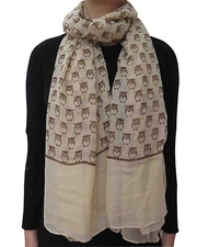 Vintage Owl Print Infinity Scarf/Long Scarf for Women Lightweight