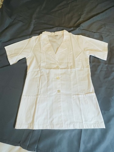 Short Sleeve Fitted Lab Coat Scrub Top SZ Large Women 2 Fashion Seal - Picture 9 of 11