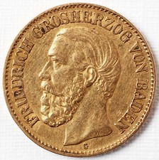 10 Mark Goldm&uuml;nze 900 Gold 3,93 g Baden Friedrich I. 1888 G