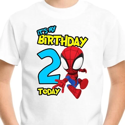 Personalised Spider-Man Kids AGE T-Shirt Birthday Gifts Nursery Baby Boys Top