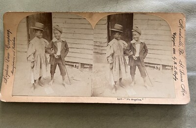 1898 Stereoview Stereoscope Card Photograph Black Americana   My Angeline 