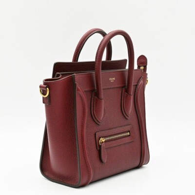Celine Luggage Nano Handbag 18924 Bordeaux/Light Burgundy Embossed