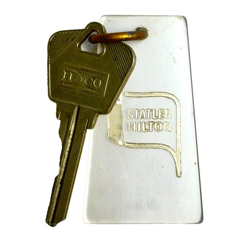 Vintage 1980s Statler Hilton Hotel Motel Room 414 Fob & Key Winston-Salem NC