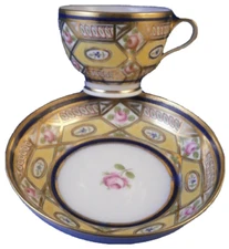 Antique 19tC French Porcelain Church Gresley Cup & Saucer Porcelaine Vieux Paris