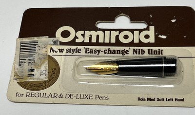 Osmiroid Pen Nib Rola Med Soft Unit Easy-Change 22 Carat Gold Plating NOS SEALED