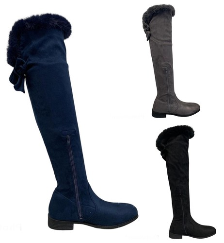 Overknee-Damenstiefel Overknee Reißverschluss Fell Blockabsatz Größe - Bild 3 von 19