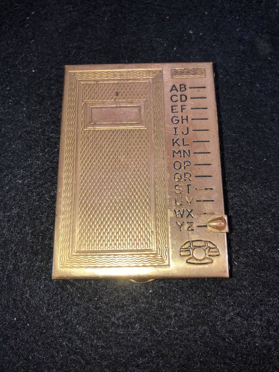 Vintage Midcentury Brass Pop Up Address Book Phone Directory Index