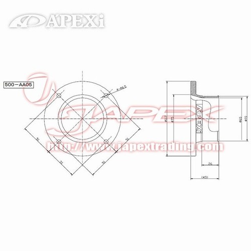 APEXi Power Intake 70mm Universal Adapter Flange 65mm/2.56 In 500-AA05 - Picture 2 of 2