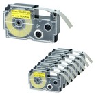 8x Étiquettes Cartouche Compatible pour Casio XR-12YW Noir sur jaune 12mm Ruban