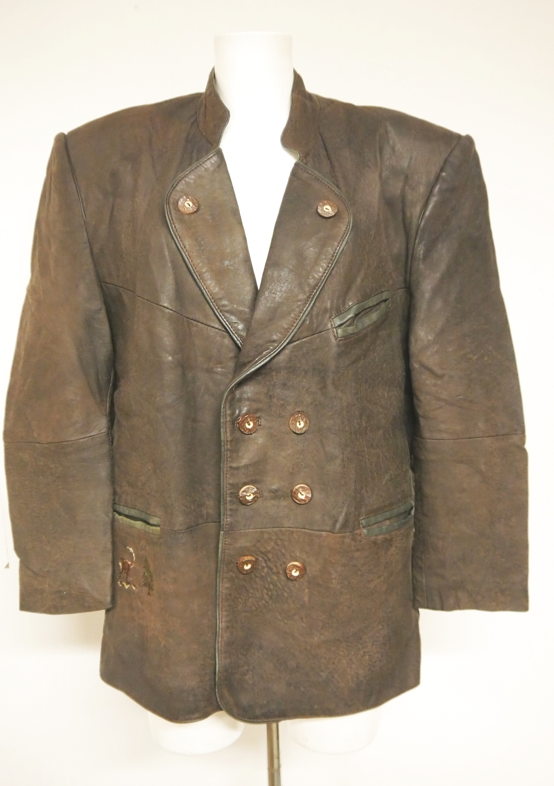 FILA 2 aironi pelle Janker pelle nappa marrone antico giacca tradizionale casual taglia 25 50