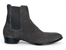 $1,500 Saint Laurent Dark Gray Suede Chelsea Boots size US 17, Made in Italy