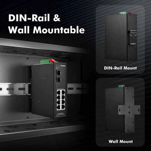 8 Ports Poe Gigabit Industrial Din Rail Ethernet Switch Management 2 Ports SF... - Photo 8/8