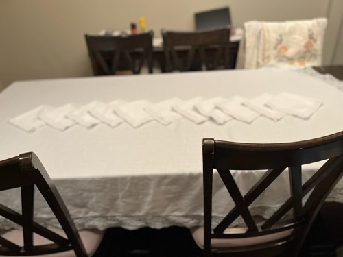 JC Penny's Vintage white Tablecloth with 11 matching napkins Lace edges - Picture 5 of 7