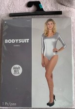 Shiny Silver L/S Novelty Bodysuit For Costume Accessory Accent CosPlay M/L New