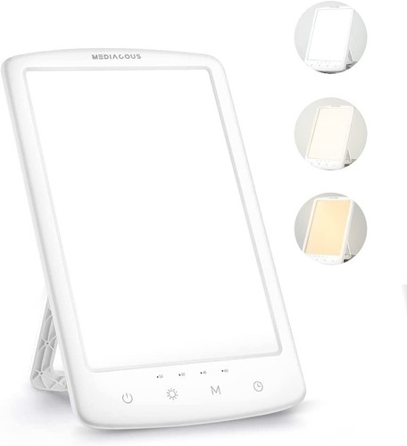 Light Therapy Lamp, UV-Free 10000Lux Therapy Light, Sunlight Lamp with 3 Colors