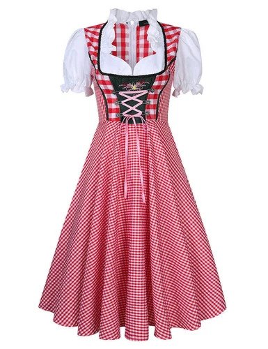 Women's German Bavarian Traditional Dirndl Dress Oktoberfest Beer Maid Costume - Picture 7 of 16