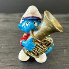 Smurfs 20488 Tuba Smurf Marching Band Figure Rare Vtg 2001 Schleich PVC Figurine
