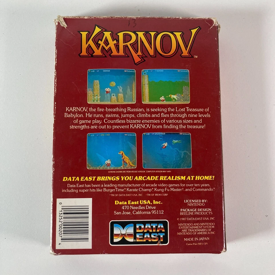 Karnov Nintendo NES 1988 Complete in Box W/ Inserts Ads Manual & Foam - Image 3 of 4