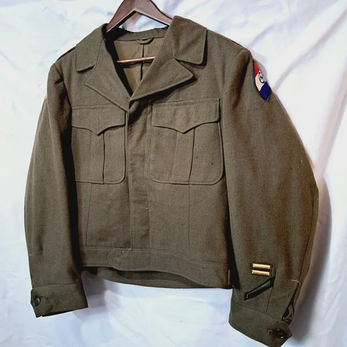 WWII/2 US Army combat Ike jacket sz 38 R Panama Canal Ohio Patches Vtg Military