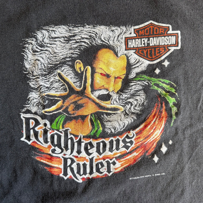 90s VINTAGE 3D EMBLEM HARLEY DAVIDSON MOTORCYCLES WIZARD T-SHIRT