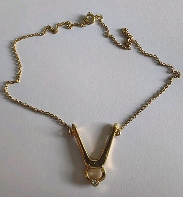 Vintage Halskette Ahnänger Zangen-Desing Strass Chocker Gold Ton Edel Schick