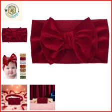 Red Baby Girls Headbands - Stretchy Velvet Hair Bow Headbands, Solid Color Wi...