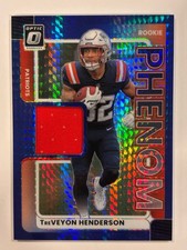 2025 Panini Optic Rookie Phenom Blue Hyper No. RPBH-THN RC TreVeyon Henderson