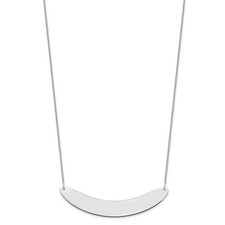 14k White Gold Large Curved Blank Bar Necklace 18" 1.59gm