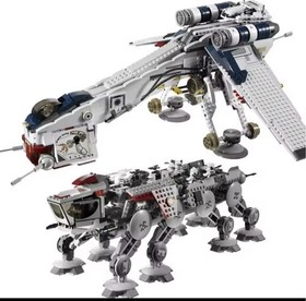 Star Wars Dropship with AT-OT Walker Lego Replica #10195 & 75337 & 75354