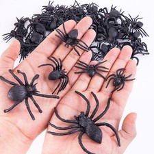 JIALWEN 60 Pieces Realistic Plastic Spiders Black Fake Spider Varies,