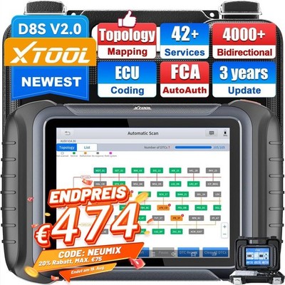 2026 XTOOL D8S Profi KFZ OBD2 Diagnosegerät Scanner ALLE System ECU Codierung