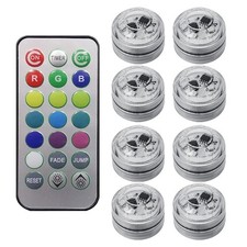 3 Pack Mini Submersible LED Lights Christmas Waterproof with Remote Small RGB