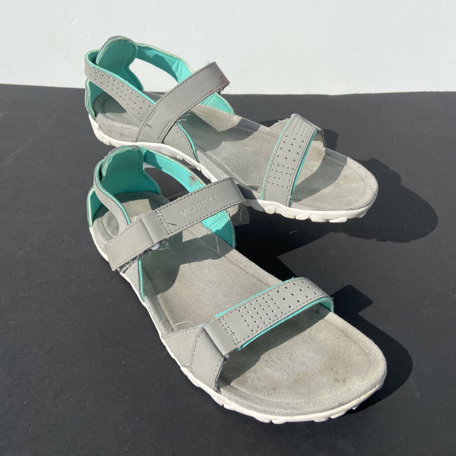 Sandali Merrell donna taglia 9 grigio paloma scarpe con cinturino flat comodi da passeggio