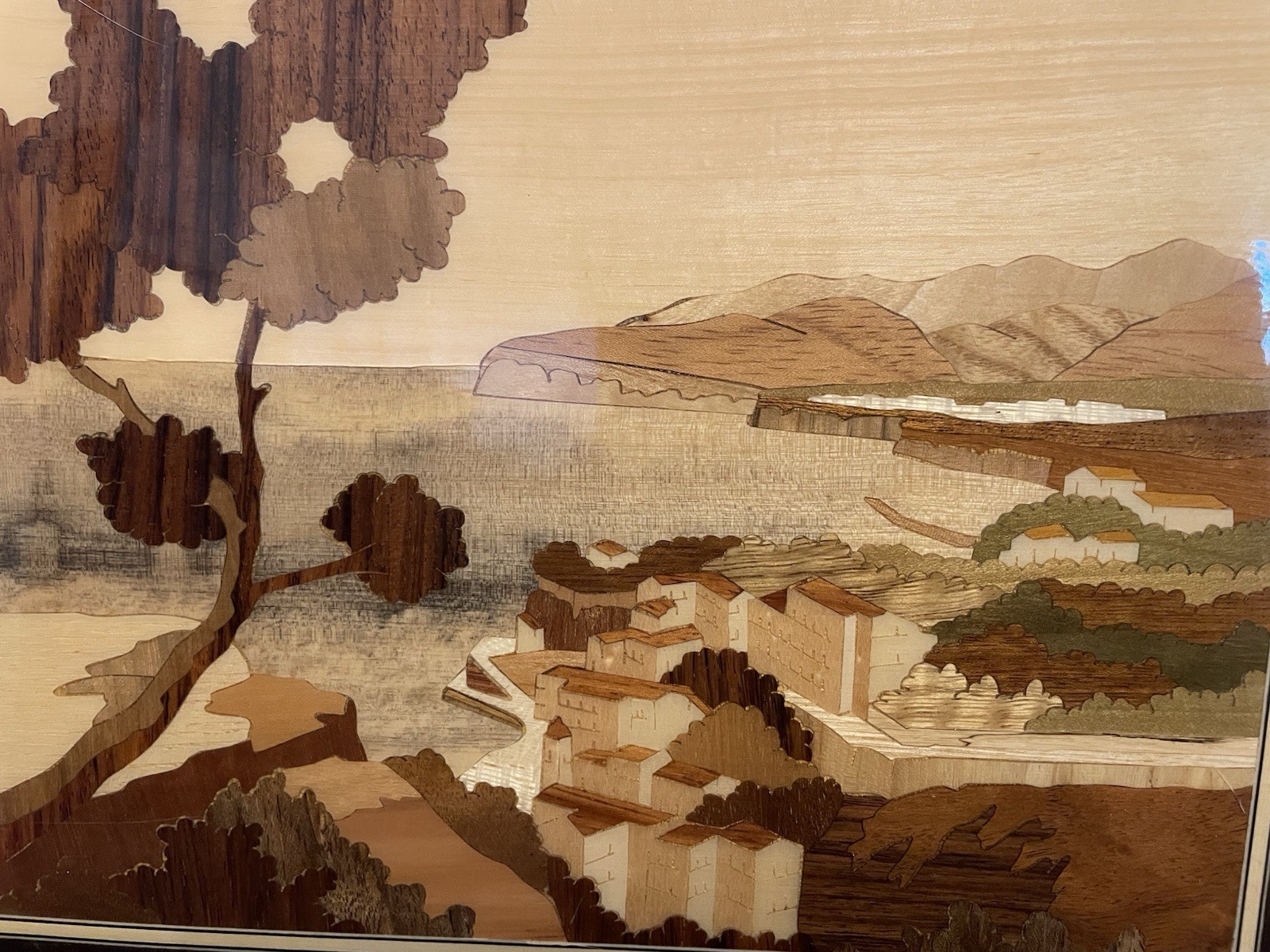 Vintage Handmade Marquetry Wood Inlaid Picture MADE IN ITALY 