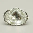 Sterling Silver Brooch Shell With Pearl Solid Genuine Hallmarked 925 Nickel Free