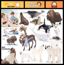 12PCS Realistic Arctic Animal Figurines Set - Polar Bears, Whales, Orcas, Cake T