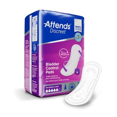 Attends Discreet Bladder Control Pads, Maximum Long, Liner ADPMAL Long