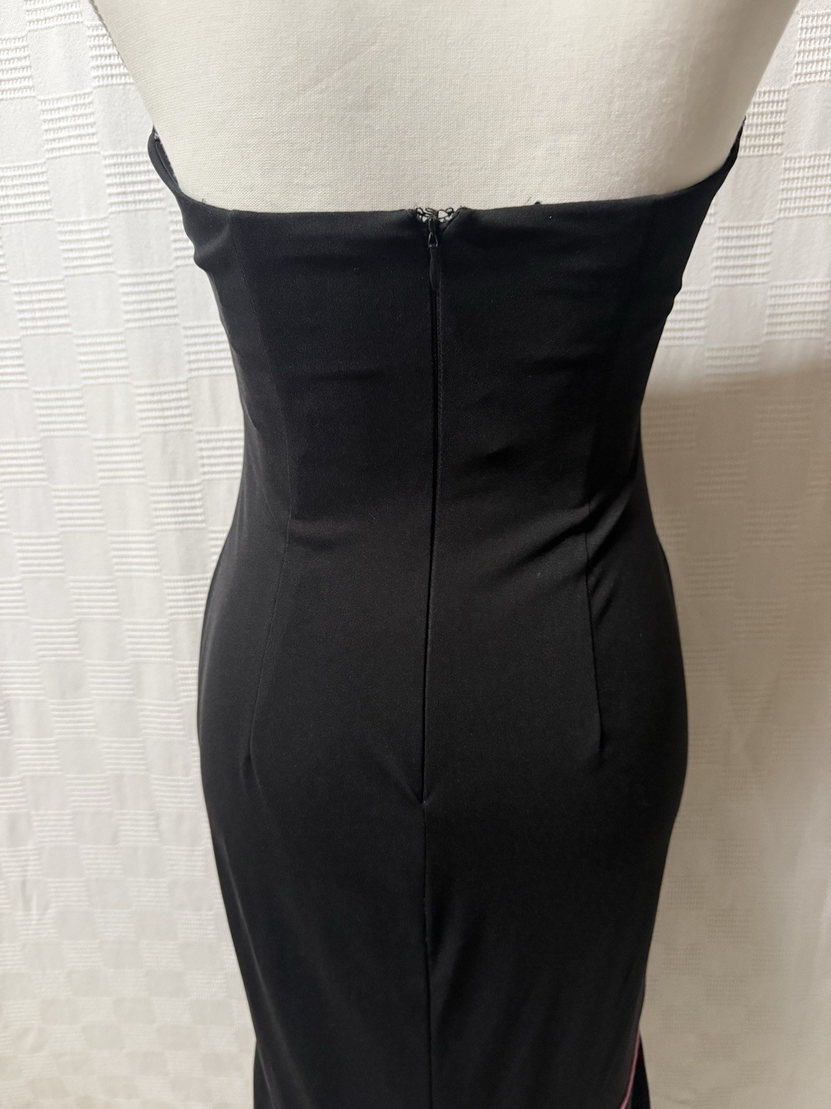 VTG Y2K Blondie Nites Halter Dress Women Sz 5 Black Ruffles With Pink Detailing 