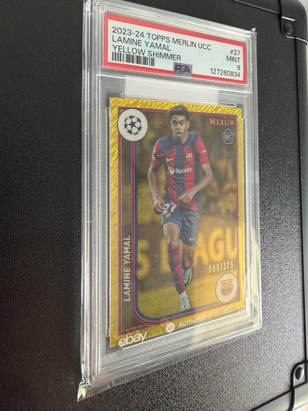 Lamine Yamal Rookie 2023-24 Topps Merlin UCC Yellow Shimmer Refractor /175 #27 view 3