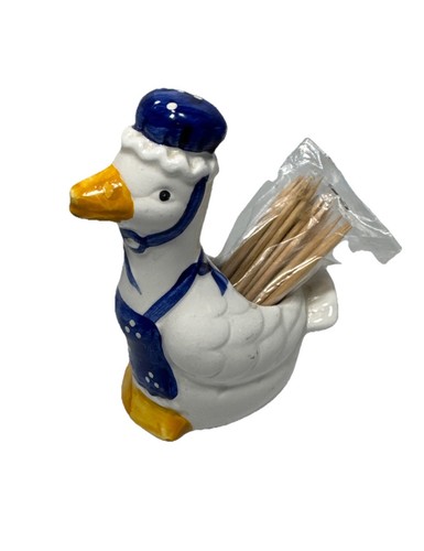Ms. Goose Tooth Pick Holder with apron and a Kerchief - Picture 1 of 7