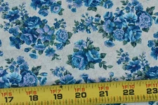 By 1/2 Yd, Vintage, Lavender & Blue Floral Bouquets on Tan Cotton, Cranston,V925